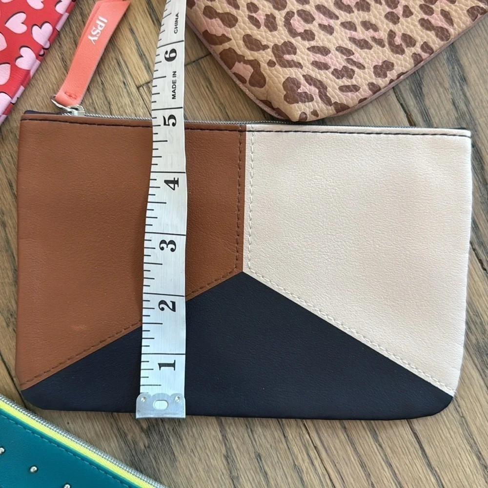 IPSY Set of Four Stylish Studded Geometric Hearted Cheetah Pouches Never Used